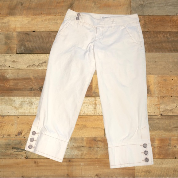 Bebe White Crop Jeans Button Cuff Pants White Size 4 - Picture 5 of 5